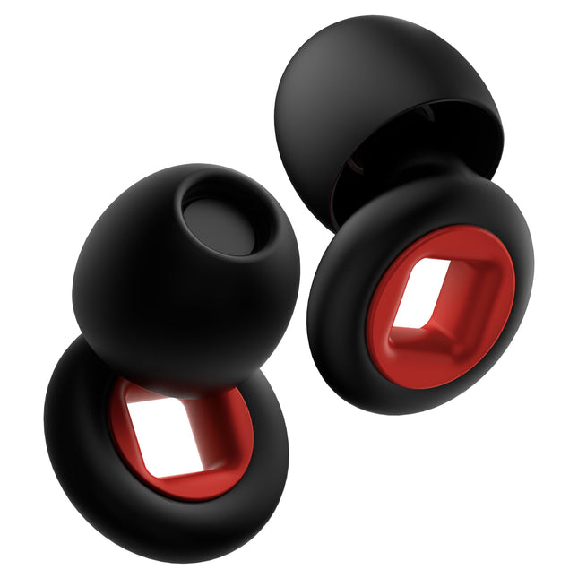 LOZIEMI Quiet Earplugs for Sleeping and Noise Reduction - Super Soft, Reusable Flexible Silicone Hearing Protection for Concerts, Noise Sensitivity - 8 Earplugs (Black, Medium)