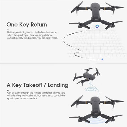 WIFI Drone, E58, Foldable 4K Aerial Camera, RC Quadcopter, 3.7V, 600mAh Li-ion Battery, RC Quadcopter Dual Camera with LED All-Round Light, Gift Choice for Boys and Girls