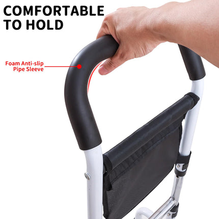 Standing aid for the bed, elderly standing aid, mobile standing aid, standing and sitting aid - 6 levels adjustable, support frame - load capacity 136 kg, standing bed standing aid suitable for the elderly and disabled people