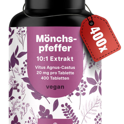 High-dose chasteberry - 400 tablets - 20mg per tablet - 10:1 extract from original Agnus Castus - Dietary supplement for women - Vegan and produced in Germany. Laboratory-tested.
