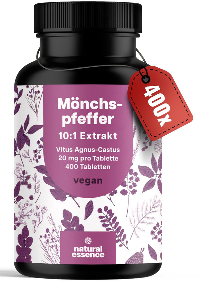 High-dose chasteberry - 400 tablets - 20mg per tablet - 10:1 extract from original Agnus Castus - Dietary supplement for women - Vegan and produced in Germany. Laboratory-tested.