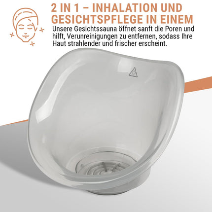Clatronic® 2-in-1 facial sauna and inhalation device | Face steamer including aroma attachment &amp; inhaler | For cosmetic facial care &amp; inhalation | 3 levels for customized steam dosage | GS 3656