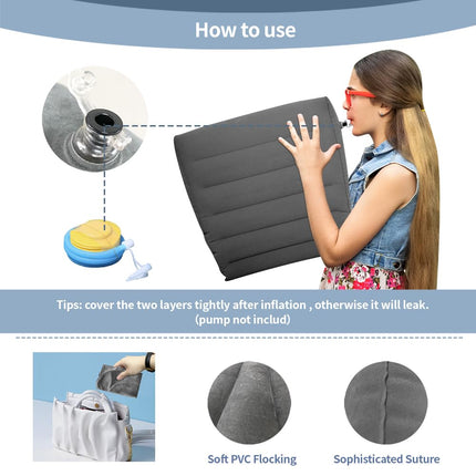 Nevife Inflatable Wedge Pillow for Reflux, Anti-Snoring, Acid Reflux, and GERD. Positioning Wedge Pillow for Knee, Arm, Pregnancy, and Side Swelling. (Gray)