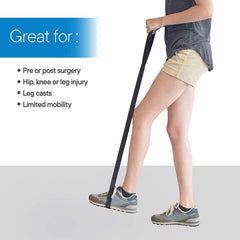 Leg lifter for seniors, leg lifter | leg lifter for pulling legs in and out of bed | extra long leg strap, rigid strap and foot loops,