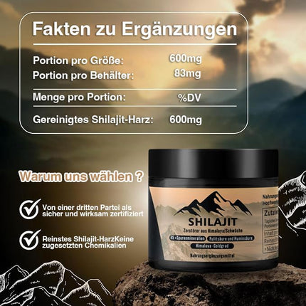 Pure Himalaya Shilajit Original Resin - 50g Gold Quality 100% Pure, 3 Month Supply, Rich in 85 Minerals, Fulvic and Humic Acid, Strengthens the Immune System and Vitality, for Men and Women