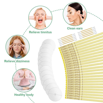 ACWOO Natural Ear Candles, 24 Pieces Earwax Remover Candles Ear Candle Kit, Ear Candles for Cleaning with 12 Protective Discs, Ear Candles for Cleaning and Relaxation, Beige