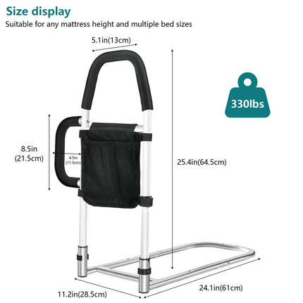 Thaijoy Bed Riser, Bed Rail Fall Protection with Storage Bag &amp; Removable Reinforced Armrest, Adjustable Bed Entry Aid for People with Limited Mobility Offers