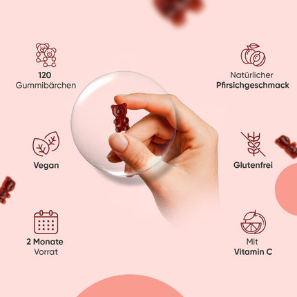 Iron &amp; Vitamin C Gummies - 2 Month Supply - 28mg Iron &amp; 10mg Vit C - 120 Gummies - Iron &amp; Vitamin C contribute to normal energy metabolism (EFSA) - Alternative to iron tablets