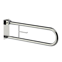 Uzman-Versand, Premium stainless steel 304 folding support handle with toilet paper holder, stand-up aid handle bar WC bathroom toilet folding handle support handle grab bar