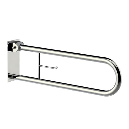 Uzman-Versand, Premium stainless steel 304 folding support handle with toilet paper holder, stand-up aid handle bar WC bathroom toilet folding handle support handle grab bar