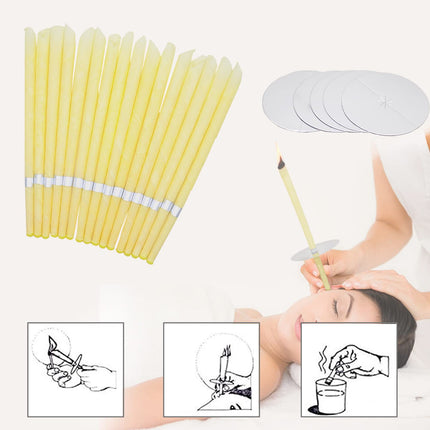20 ear candles made of natural beeswax, perfume hollow cone candle with 10 protective discs (20)
