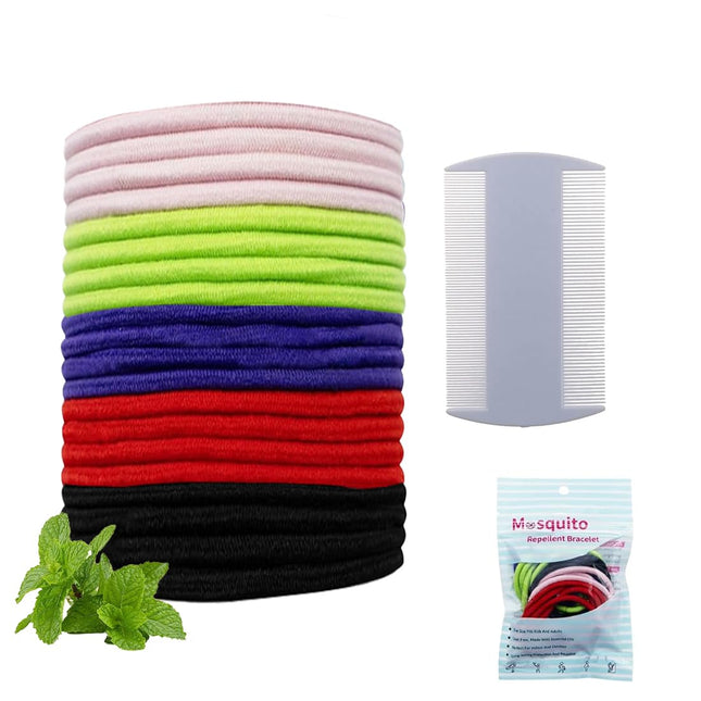MOLZINY 20 pieces anti-lice hair tie treatment against head lice anti-lice hair tie against head lice anti-lice against head lice lice prevention hair tie rubber band with extra fine tooth comb