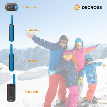 DC DECROSS 63 Walkie Talkie for Kids and Adults, 2-Pack Walkie Talkies up to 8 km, PMR446 16 Channels, VOX, Flashlight, IPX4, Gift for Boys and Girls Ages 5, 6, 7, 8, Hiking, Camping, Rechargeable Battery (Blue)