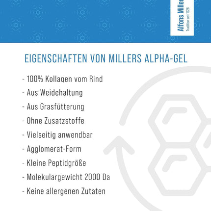 100% pure collagen powder – collagen peptides – collagen protein – Millers Alpha-Gel 1000 g – no additives – tasteless – collagen powder made in Germany