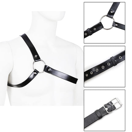 PIIKNUO Harness Men Leather Sexy Underwear for Man Harnesses Leather Adjustable Body Bondage Harness Men Gay Chest Strap Fetish Erotic Harness Men Sexy Chest Harness, for Party Costumes