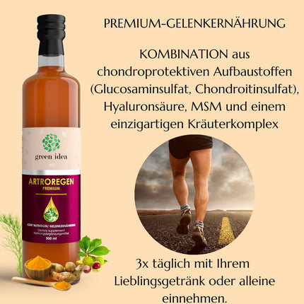 Green idea - Artroregen - Glucosamine-Chondroitin-MSM - Intensive Joint Complex - 100% Natural Syrup - Joint Nutrition - Cartilage Protector with Hylauron, MSM - Sports Nutrition - 500 ml