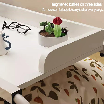 ZHFASDS Computer Desk Overbed Tables with Casters, Adjustable Height and Width Over the Bed Food Tray Desk Rolling Medical Table (Color: White)