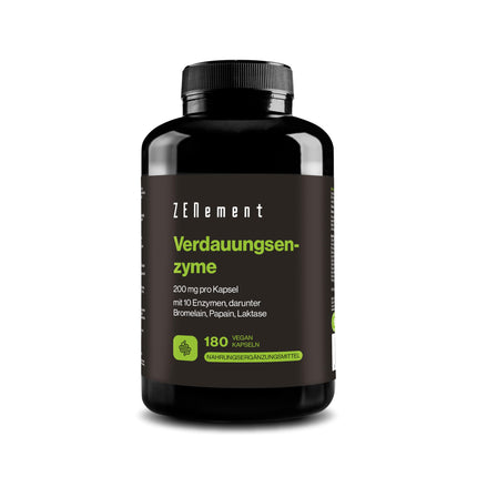 Digestive Enzymes - 10 Enzymes including Bromelain and Papain, High Concentration - 200mg per Capsule - 180 Vegan Capsules - Suitable for All Diets - No Additives, Gluten-Free