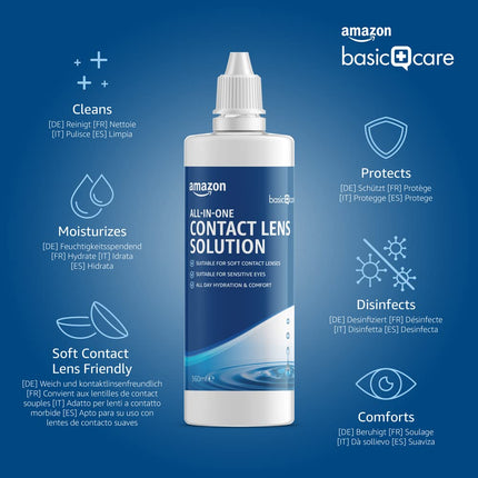 Amazon Basic Care All-In-One Soft Contact Lens Solution, 360ml, 3-Pack