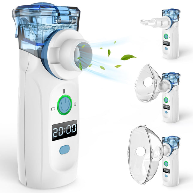 Nigecue Inhaler Portable Nebulizer Set Low-noise Inhaler Nebulizer with Mouthpiece and Mask for Children and Adults, USB Rechargeable