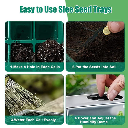 CLIUNT Indoor Greenhouse Propagator, 5 Pack Mini Greenhouse Propagator, Greenhouse Propagator Tray, with Higher Lid, Timer, Tools and Paper Labels, for Seedling Plant Germination