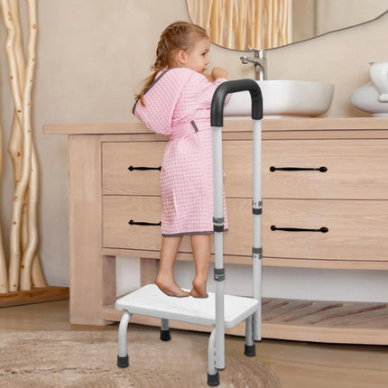 Bathtub step with grab bar, 5-level height adjustment, entry aid for seniors and disabled people, footstool for bed, kitchen, bathtub, load capacity up to 180 kg