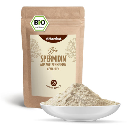 Spermidine from wheat germ organic 500g | 400 mg spermidine per kilogram | High in fiber and protein - with 32g protein per 100g | Partially defatted, finely ground powder | from Achterhof