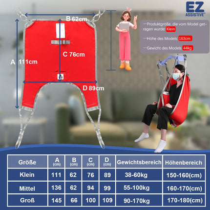 EZ Assistive Patient Lift Sling, Split Leg Toileting Sling, U-Shaped Transfer Sling, 500 lbs Weight Capacity (Large)