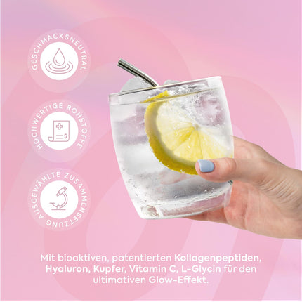 MORE Glow - Collagen Peptides and Hyaluronic Acid, Premium Collagen and Hyaluronic Acid Powder with Copper, Vitamin C and L-Glycine, 300 g Can, Supports Fresh Skin and Connective Tissue, Neutral, Made in Germany
