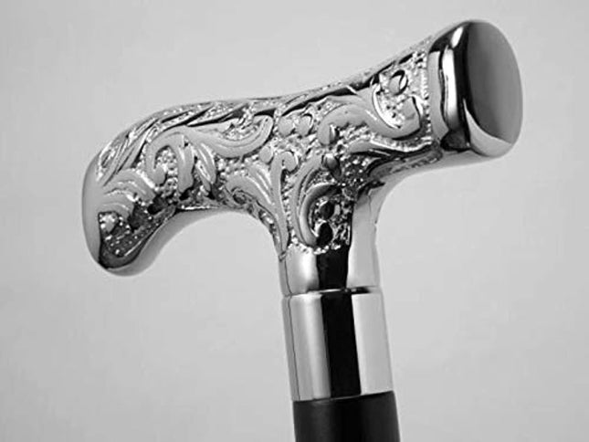 Antique Brass Fishing Rod Deluxe Walking Beautiful Silver Plated Brass Handle for Men and Women Gift