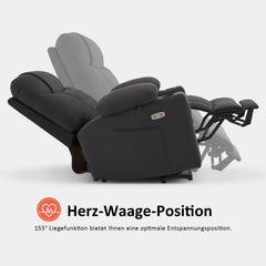 M MCombo TV chair with electric stand-up aid, 2 motors, backrest and legrest separately adjustable, recliner chair with electric reclining function 7501 (microfiber fabric, dark gray)