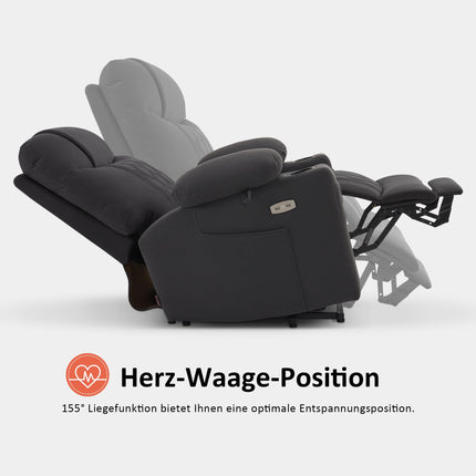 M MCombo TV chair with electric stand-up aid, 2 motors, backrest and legrest separately adjustable, recliner chair with electric reclining function 7501 (microfiber fabric, dark gray)