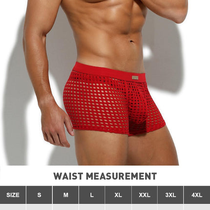 Mauro Kane Boxer Shorts Men's Sexy Underwear Transparent Mesh Men's Boxer Shorts Men Underpants Red L