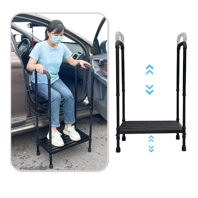 Medical Step Stool with Handle, SUV, Car, Elderly, Handicap Steps for RV, Mobile Home with Handrail for Adults, Seniors, Bariatric Metal Step Stool,