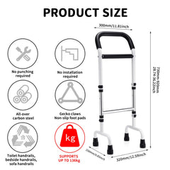 Standing aid for the bed, elderly standing aid, mobile standing aid, standing and sitting aid - 6 levels adjustable, support frame - load capacity 136 kg, standing bed standing aid suitable for the elderly and disabled people