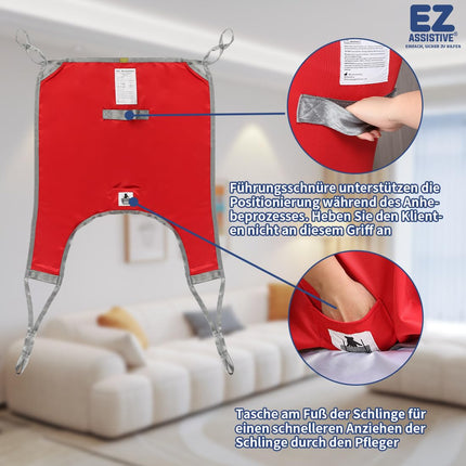 EZ Assistive Patient Lift Sling, Split Leg Toileting Sling, U-Shaped Transfer Sling, 500 lbs Weight Capacity (Large)