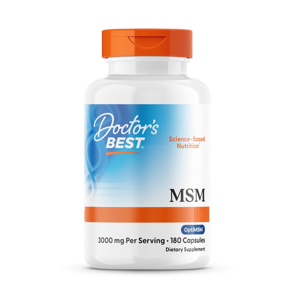 Doctor's Best, MSM with OptiMSM, 180 Capsules, 3000mg MSM per dose, Gluten-free, GMO-free, Tasteless