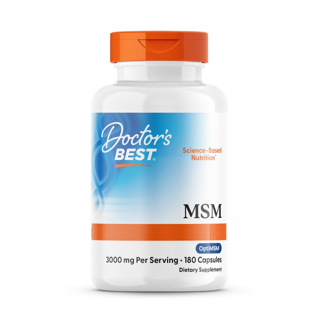 Doctor's Best, MSM with OptiMSM, 180 Capsules, 3000mg MSM per dose, Gluten-free, GMO-free, Tasteless