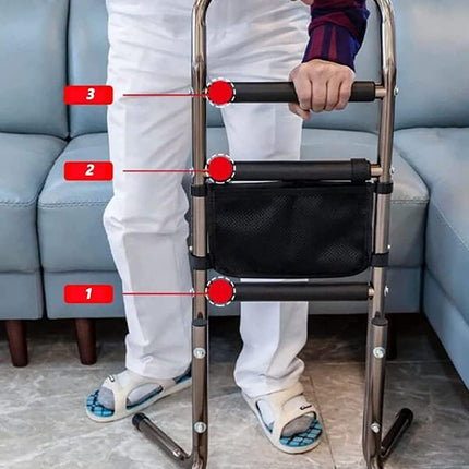 COJJ Mobile Standing Aid, Standing and Sitting Aid, Support Frame with 4 Handles, Elderly Sitting Aid, Standing Bed Standing Aid, Bed Handle, Height-adjustable Handle for Seniors, Load Capacity 136 kg…