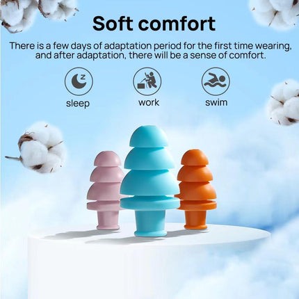 Silicone Earplugs for Sleeping, Noise Cancelling, 10 Pairs, Reusable Earplugs for Sleeping, Concert, Snoring, Travel, Work, 10 Colors, 33 dB SNR