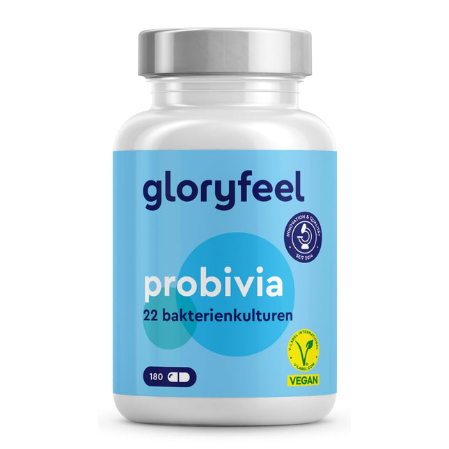 Probivia® Culture Complex with 500 billion CFU/g* - 22 bacterial strains + inulin - 180 gastro-resistant capsules - including Lactobacillus, Bifidobacterium -*this corresponds to 10 billion CFU per daily dose