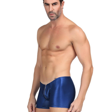 ohyeahlady Wetlook Men's Sexy Lingerie Erotic Briefs for Men Sissy Panties Gay Underwear Underpants Faux Leather Large Sizes Sexy Lingerie Underwear String Thong Leather Shorts Blue L