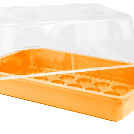 mgc24 Indoor Greenhouse - Seedling Tray with Lid and Ventilation - Orange - 2 Pieces