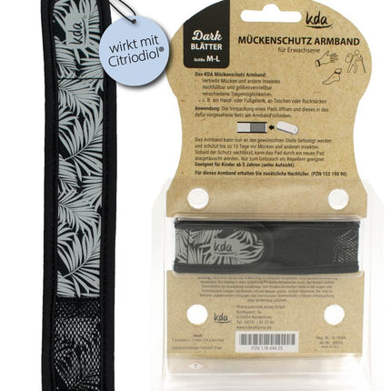 kda Mosquito Repellent Bracelets for Adults Dark Edition - Safe Mosquito Protection - Check &amp; Leaves Design - Nylon (Leaves)