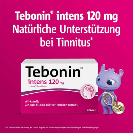 Tebonin intens 120 mg | 30 tablets | for acute &amp; chronic tinnitus* | herbal medicine with Ginkgo Biloba extract | supports tinnitus* &amp; dizziness | with Ginkgo special extract