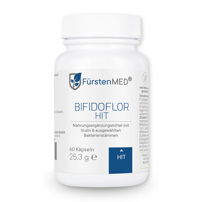 FürstenMED® Bifidoflor HIT - Lactobacillus and Bifidobacterium Capsules for Histamine Intolerance - 60 Gastro-Resistant Capsules with Inulin - Laboratory Tested, Vegan and No Additives