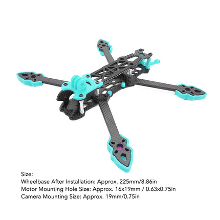 ZLXHDL FPV Drone Frame, 225mm Carbon Fiber Racing Quadcopter Frame, Professional Wheelbase for RC Drone Accessories, H-Shaped Design (Blue)