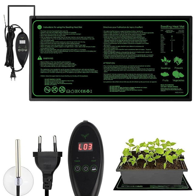 CJBIN Plant Heating Mat with Thermostat, 30W Plant Heating Mat, Waterproof Indoor Greenhouse Heating Mat for Seedlings, Heating Mat for Plants, Greenhouse and Reptiles, 20 * 10in