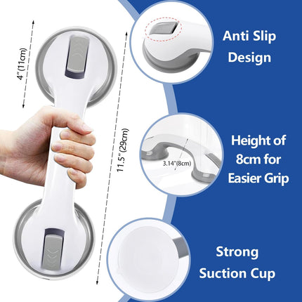 Grab handles for seniors 2 pieces, grab handle shower with strong hold suction cup handle, bathroom grab handle, stand-up aid suction handle, safety bar for shower bench