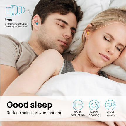 Silicone Earplugs for Sleeping, Noise Cancelling, 10 Pairs, Reusable Earplugs for Sleeping, Concert, Snoring, Travel, Work, 10 Colors, 33 dB SNR